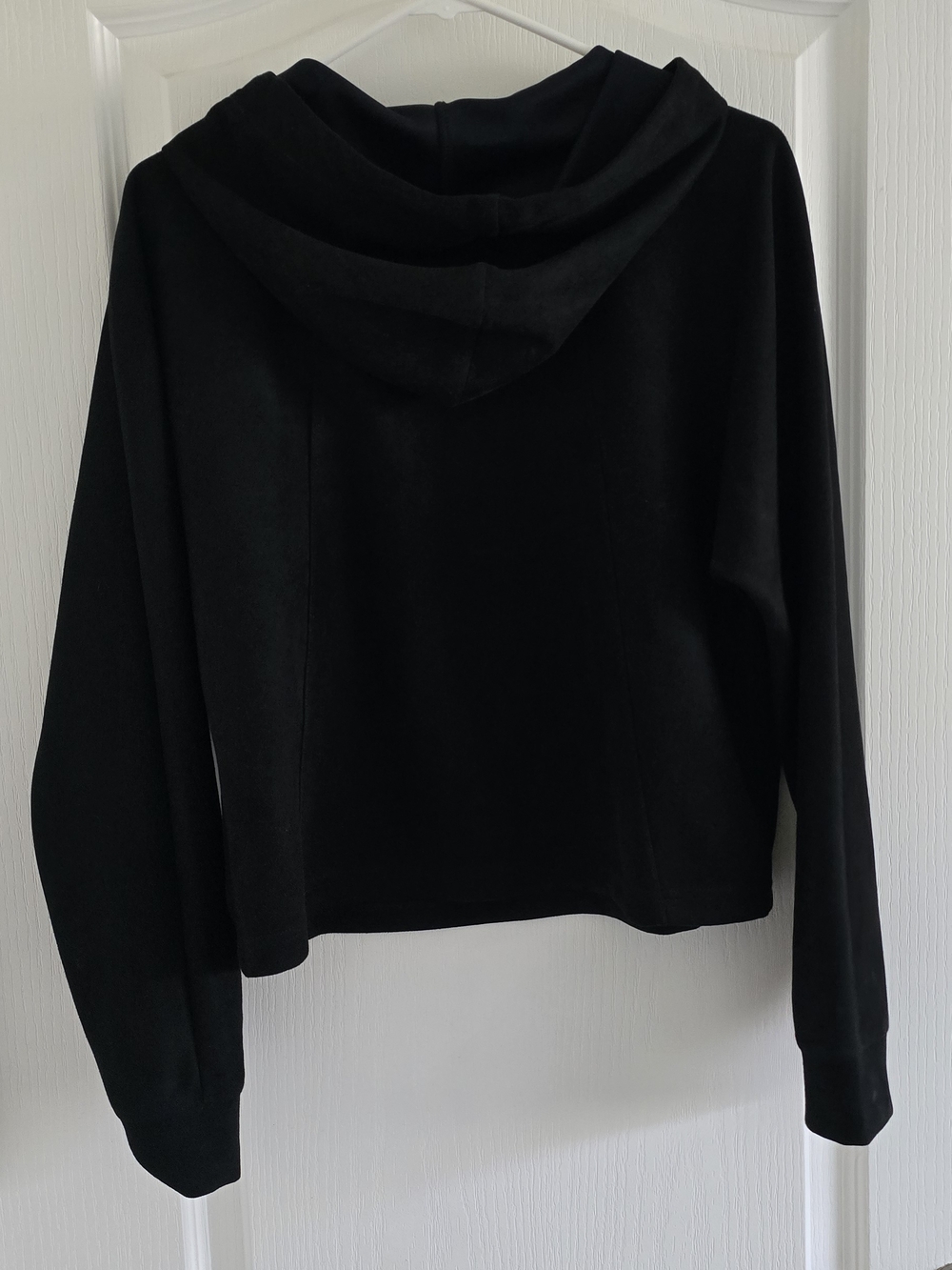 Tahari Black Pullover Hoodie Faux Suede - Picture 2 of 4